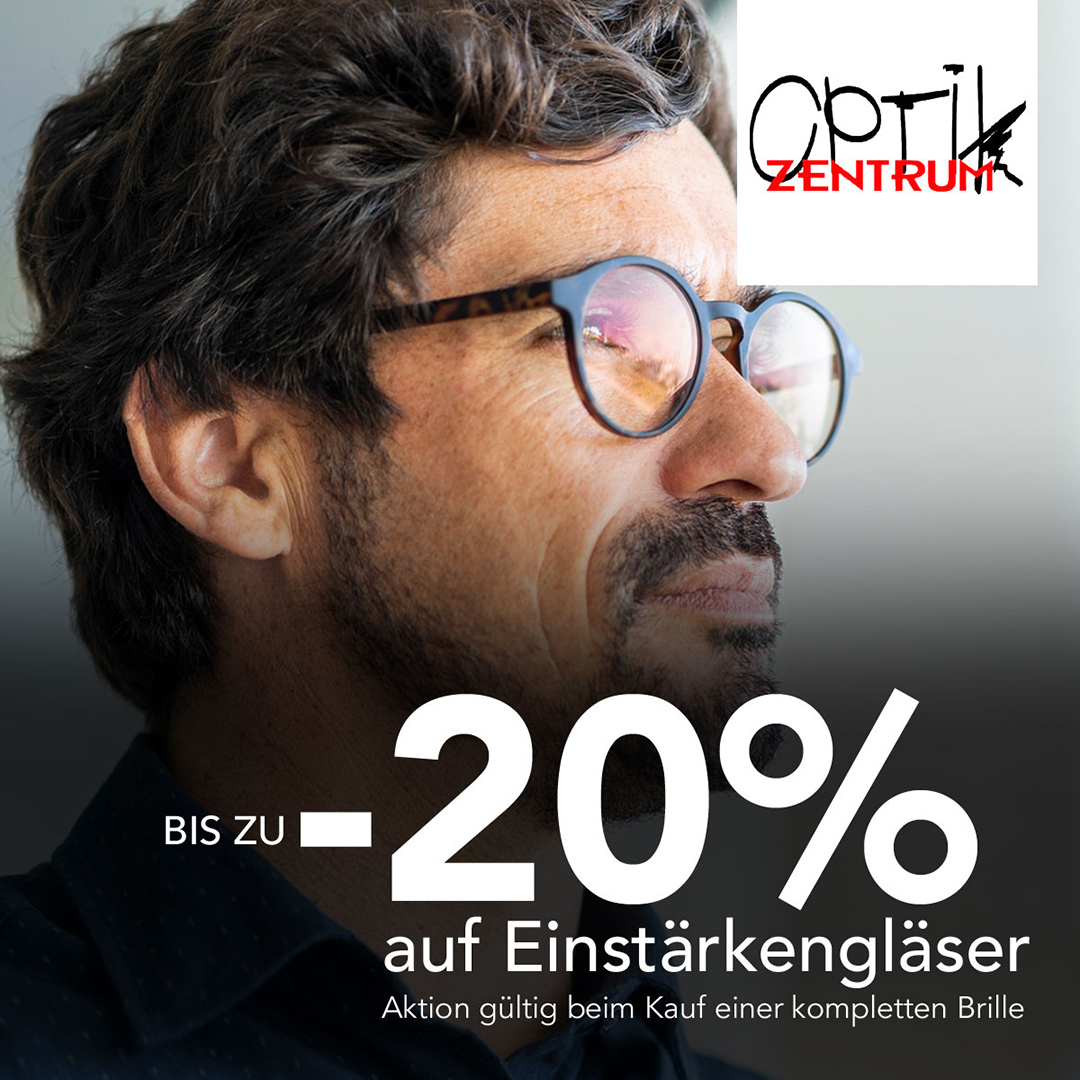 Mann mit modischer Brille Aktion für Einstärkengläser bei Optikzentrum Alterlaa