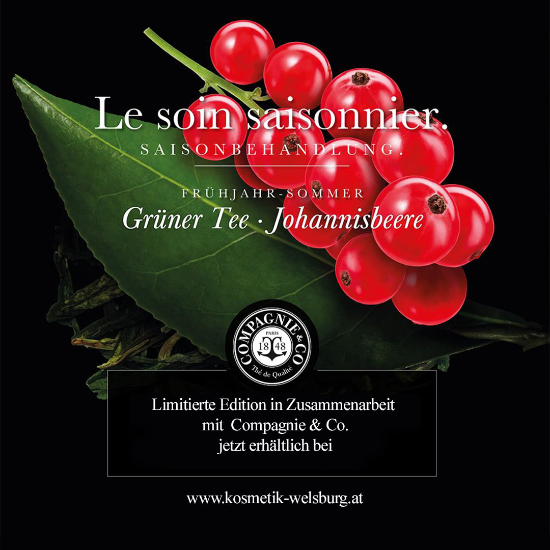 Bild von Johanisbeeren und einem grünen Teetblatt